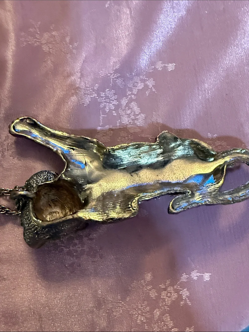 Crystal-Embellished Cat Pendant Necklace - Gold Tone